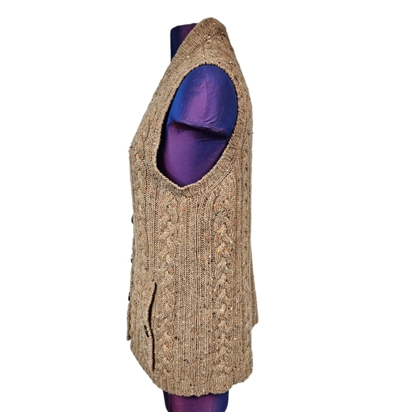 Vintage 50s Peck & Peck‎ Tan Flecked Cable Knit Sweater Vest Size Medium V20 - Picture 4 of 8